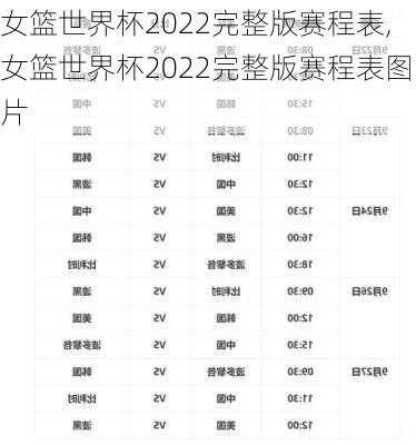 女篮世界杯2022完整版赛程表,女篮世界杯2022完整版赛程表图片