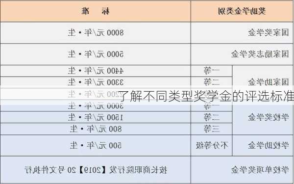了解不同类型奖学金的评选标准