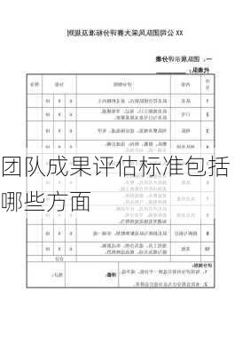 团队成果评估标准包括哪些方面