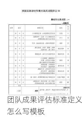 团队成果评估标准定义怎么写模板
