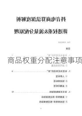商品权重分配注意事项