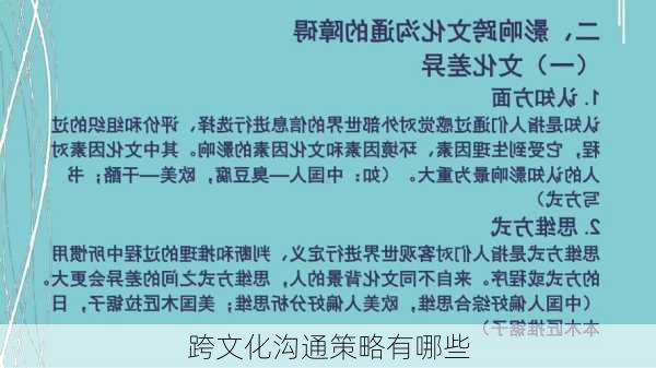 跨文化沟通策略有哪些