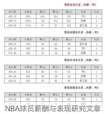 NBA球员薪酬与表现研究文章