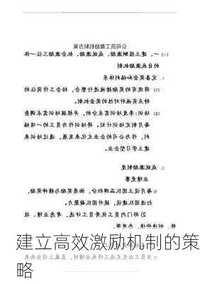 建立高效激励机制的策略