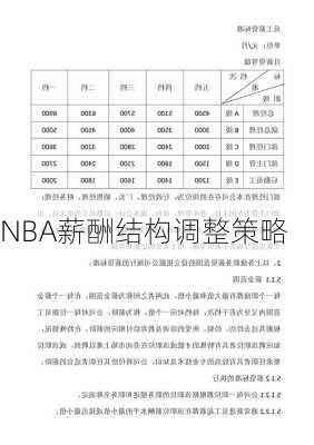 NBA薪酬结构调整策略