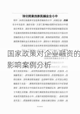 国家政策对企业融资的影响案例分析