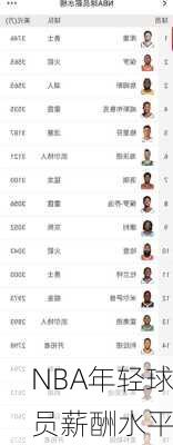 NBA年轻球员薪酬水平