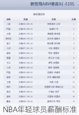 NBA年轻球员薪酬标准