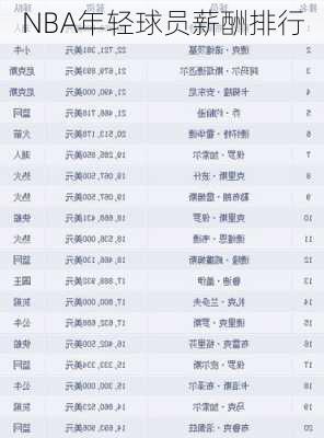 NBA年轻球员薪酬排行