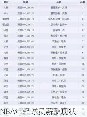 NBA年轻球员薪酬现状