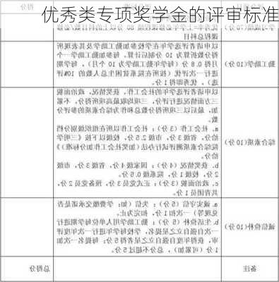 优秀类专项奖学金的评审标准