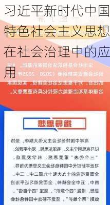习近平新时代中国特色社会主义思想在社会治理中的应用