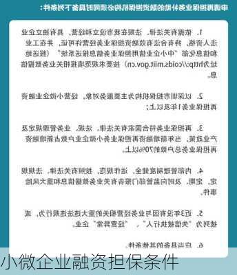 小微企业融资担保条件