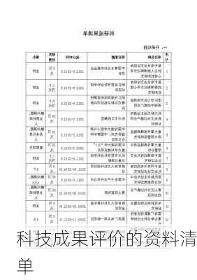 科技成果评价的资料清单