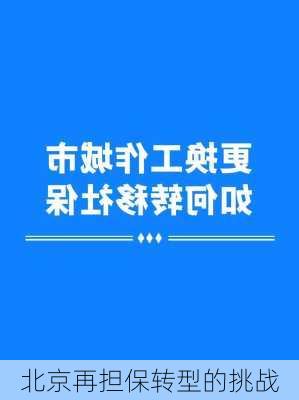 北京再担保转型的挑战