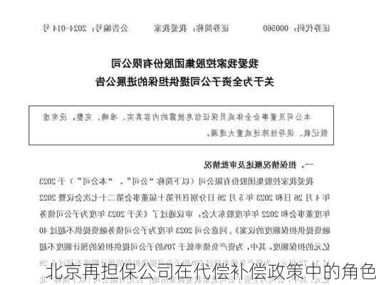北京再担保公司在代偿补偿政策中的角色