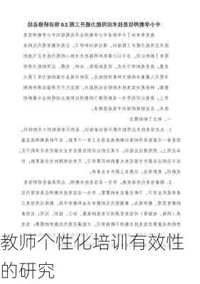 教师个性化培训有效性的研究