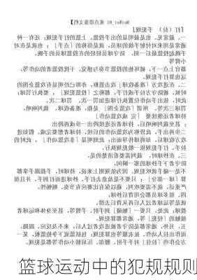 篮球运动中的犯规规则