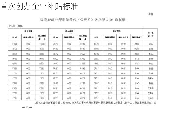 首次创办企业补贴标准