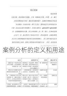 案例分析的定义和用途