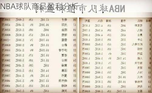 NBA球队商品盈利分析