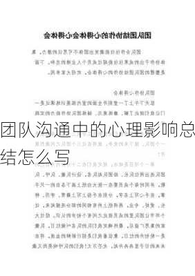 团队沟通中的心理影响总结怎么写