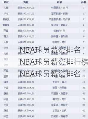 NBA球员薪资排名
NBA球员薪资排行榜
NBA球员薪资排名