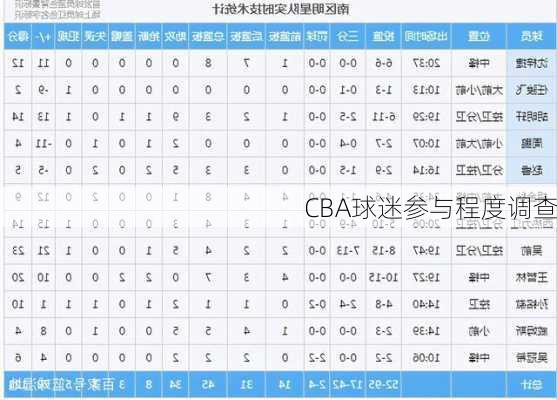 CBA球迷参与程度调查