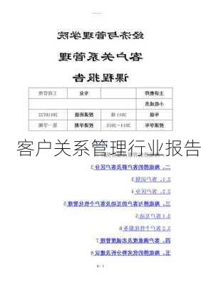客户关系管理行业报告