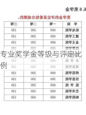 专业奖学金等级与评定比例