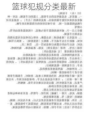篮球犯规分类最新