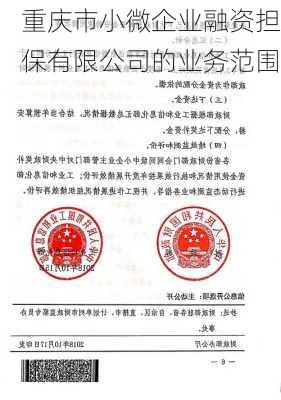 重庆市小微企业融资担保有限公司的业务范围