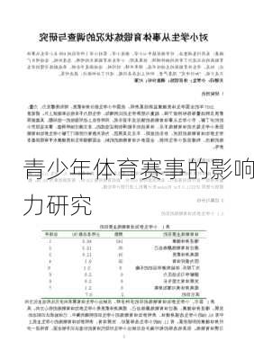 青少年体育赛事的影响力研究