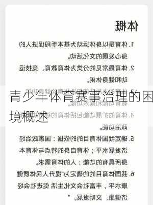 青少年体育赛事治理的困境概述