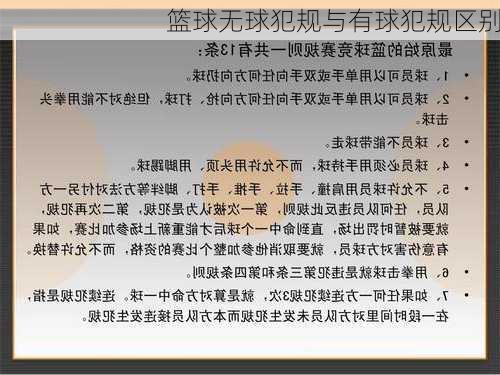 篮球无球犯规与有球犯规区别