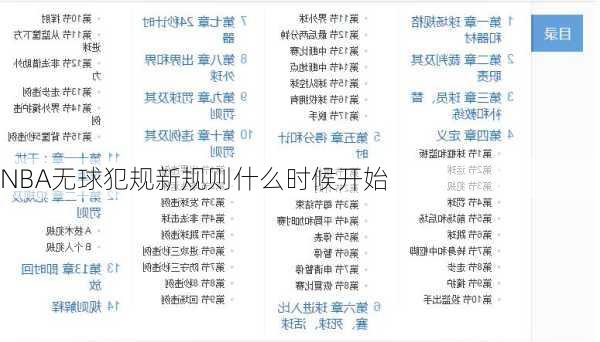 NBA无球犯规新规则什么时候开始