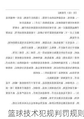 篮球技术犯规判罚规则