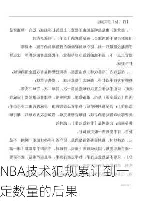 NBA技术犯规累计到一定数量的后果