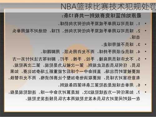 NBA篮球比赛技术犯规处罚