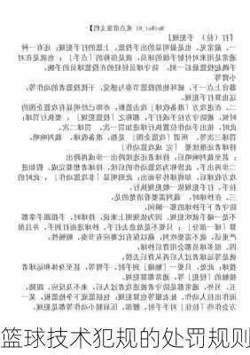 篮球技术犯规的处罚规则