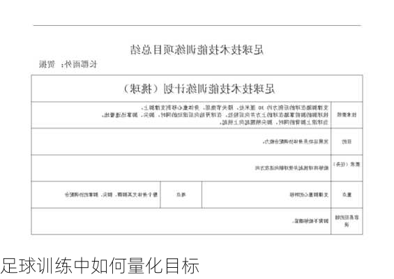 足球训练中如何量化目标