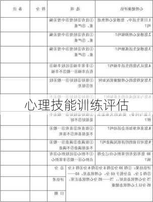 心理技能训练评估