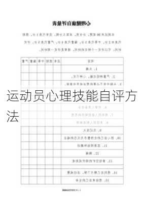 运动员心理技能自评方法