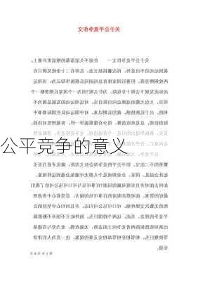 公平竞争的意义