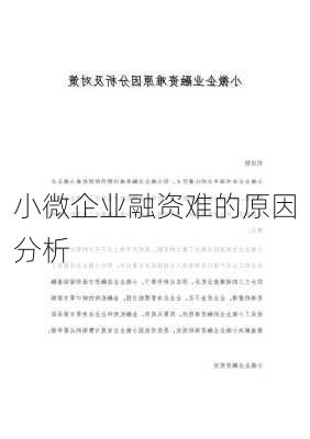 小微企业融资难的原因分析