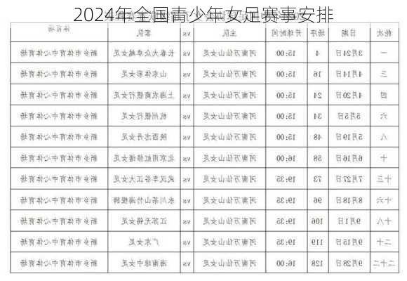 2024年全国青少年女足赛事安排
