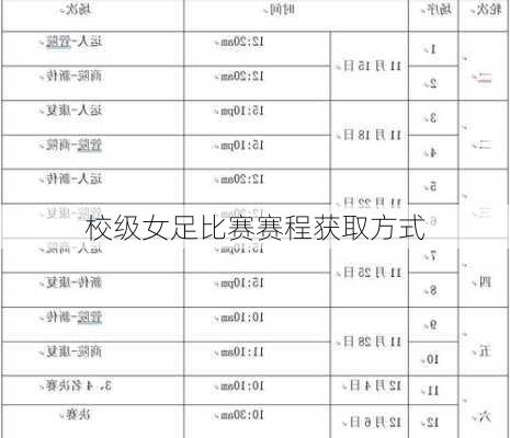 校级女足比赛赛程获取方式