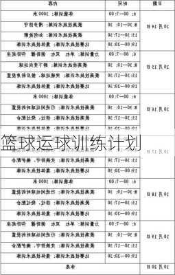 篮球运球训练计划