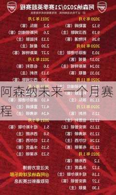 阿森纳未来一个月赛程