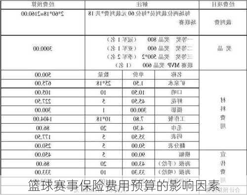 篮球赛事保险费用预算的影响因素